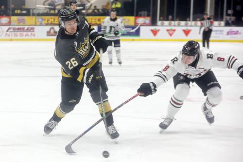 Luke Mistelbacher of the Brandon Wheat Kings fires a shot on net during WHL action against the Red Deer Rebels at Assiniboine Credit Union Place on Tuesday afternoon. (Tim Smith/The Brandon Sun)