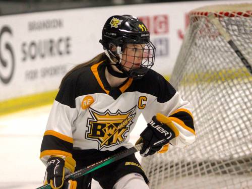 Shayla Duncalfe and her Wheat Kings U15 AAA club will look to extend their winning streak to three tonight when they face off against the rival Yellowhead Chiefs at J&G Homes Arena. (Massimo De Luca-Taronno/The Brandon Sun)