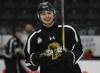 Brandon Wheat Kings defenceman Gio Pantelas smiles after arriving at practice at Assiniboine Credit Union Place on Thursday afternoon just as the team was stretching at the end. The draft eligible blue-liner flew back to Brandon from Lethbridge after competing in the CHL USA Prospects Challenge. He and the Wheat Kings will be in action tonight against the Prince Albert Raiders. (Perry Bergson/The Brandon Sun)