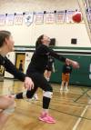 Layla Desjardin passes a ball during Neelin Spartans varsity girls’ volleyball practice on Tuesday. (Thomas Friesen/The Brandon Sun)