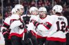 Ottawa Senators' Jake Sanderson (85), centre, celebrates his goal with teammates during second period NHL hockey action against the Montreal Canadiens in Montreal on Tuesday, Dec. 2, 2025. THE CANADIAN PRESS/Christopher Katsarov