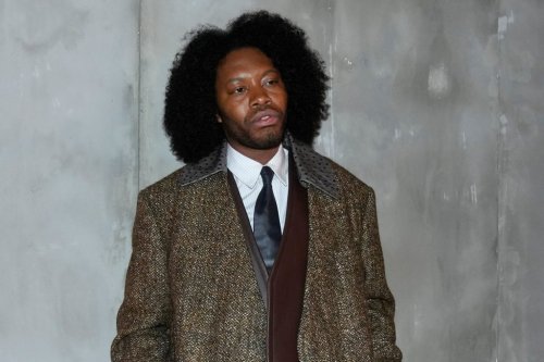 FILE - Jeremy O. Harris poses for photographers prior to the start of the Bottega Veneta women's Fall-Winter 2024-25 collection presented in Milan, Italy, Saturday, Feb. 24, 2024. (AP Photo/Luca Bruno, File)