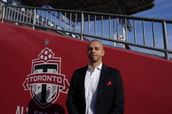 Toronto FC general manager Jason Hernandez is photographed in Toronto on Friday, May 3, 2024. A defender from outside MLS is likely the first player in Toronto FC's door during the secondary transfer window.THE CANADIAN PRESS/Chris Young