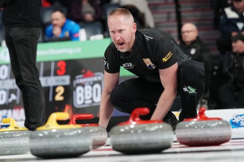 Brad Jacobs yells from the house during Canadian Olympic curling trials action against Team Epping in Halifax, Tuesday, Nov. 25, 2025. THE CANADIAN PRESS/Darren Calabrese