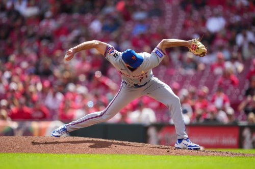 New York Mets pitcher Tyler Rogers throws during a baseball game against the Cincinnati Reds on Sept. 7, 2025, in Cincinnati. (AP Photo/Jeff Dean, File)