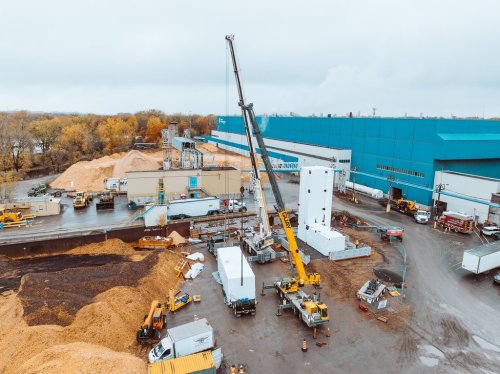 Mantel Capture's equipment is shown being installed at Kruger Inc.'s pulp and paper mill in Trois-Rivieres, Que., in a November 2025 handout photo. Mantel has begun an engineering and design study into capturing carbon from an unidentified oilsands project in Alberta THE CANADIAN PRESS/Handout - Kruger Inc. (Mandatory Credit)