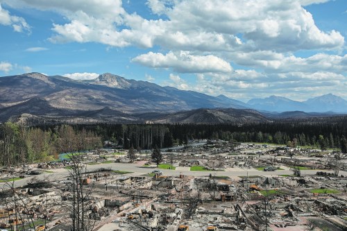 A devastated neighbourhood in west Jasper, Alta. in August 2024. (The Canadian Press)