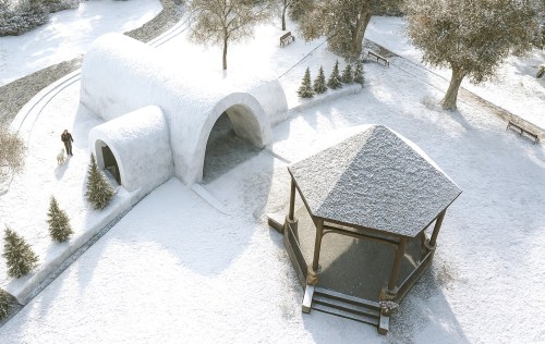 Winter pavilion taking shape at Wasagaming