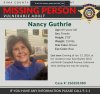 This image provided by the Pima County Sheriff’s Department shows a missing person alert for Nancy Guthrie. (Pima County Sheriff’s Department via AP)
