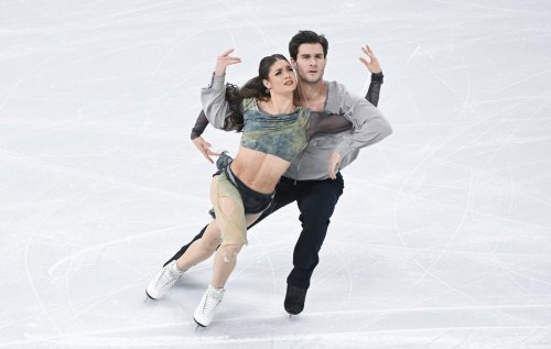 Laurence Fournier Beaudry and Nikolaj Soerensen of Canada perform their free dance in the ice dance competition at the 2024 ISU World Figure Skating Championships in Montreal, Saturday, March 23, 2024. THE CANADIAN PRESS/Graham Hughes