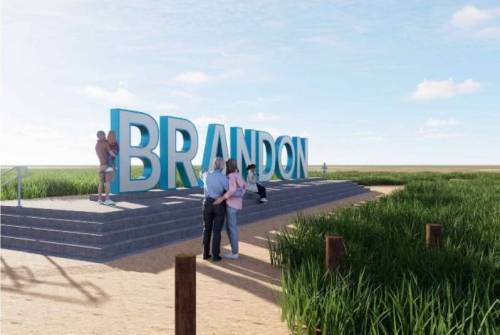 Rendering of a giant Brandon sign that city officials hope would boost tourism. (Supplied)