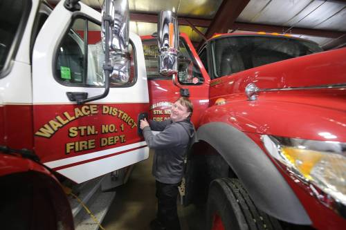 Wallace District Fire Station 1 Chief Cory Nixon opens two doors in the Virden fire station to show how the station has outgrown its 4,800-square-foot space. Funding support from the provincial government will help Virden move forward on a plan to break ground this year on a project to remodel its fire station and more than double the size of the hall. (Connor McDowell/The Brandon Sun)