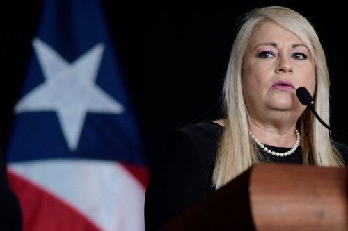 FILE - Governor Wanda Vázquez speaks at a press conference in San Juan, Puerto Rico, May 21, 2020. (AP Photo/Carlos Giusti, File)