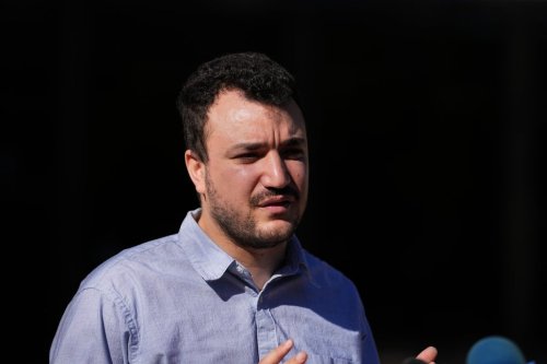 FILE - Palestinian activist Mahmoud Khalil holds a news conference outside Federal Court on Tuesday, Oct. 21, 2025 in Philadelphia (AP Photo/Matt Rourke, File)