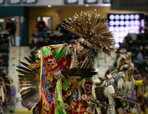 A dancer at the first Prairie Unity Powwow at Stride Place. The powwow has been nominated for two major provincial nominations in the 2026 Manitoba Tourism Awards. (G Loewen Photography)