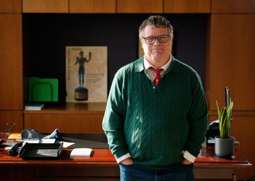 SAG-AFTRA president Sean Astin poses for a portrait at his office in Los Angeles on Dec. 19, 2025. (AP Photo/Chris Pizzello)