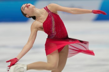 FILE - Adeliia Petrosian of Russia, competing as a neutral athlete, performs during the women's free skating program at the ISU Skate to Milano figure skating qualifier, Saturday, Sept. 20, 2025, in Beijing, China. (AP Photo/Mahesh Kumar A., File)