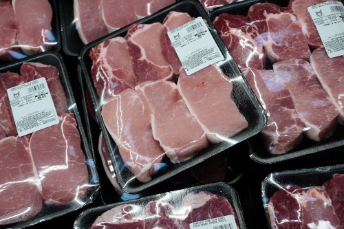 Pork chops are on display at a Sam's Club, Wednesday, Sept. 24, 2025, in Bentonville, Ark. (AP Photo/Charlie Riedel)