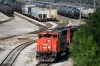 A CN locomotive sits idle at the CN Stuart Yard west of the West Harbour GO station in Hamilton, Ont., Thursday, Aug. 22, 2024. THE CANADIAN PRESS/Peter Power
