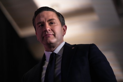 Conservative Leader Pierre Poilievre leaves the stage after speaking at the Economic Club of Canada in Toronto on Thursday February 26, 2026.THE CANADIAN PRESS/Chris Young