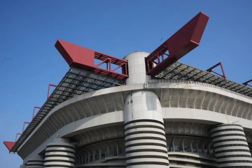 FILE - A view of San Siro Stadium is pictured in Milan, Italy, Oct. 16, 2025. (AP Photo/Antonio Calanni, File)