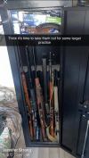 Jennifer Jacobs, also known as Jennifer Strang, mother of the shooter in the Tumbler Ridge, B.C., killings, posted a photo on Facebook in August 2024 of several long guns in a cabinet, seen in this handout image. THE CANADIAN PRESS/Handout — Facebook, Jennifer Strang (Mandatory Credit)