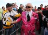 Don Cherry, commentator on Hockey Night in Canada on CBC, is welcomed by fans upon his arrival for Game 2 of the Stanley Cup Finals between the Pittsburgh Penguins and the Detroit Red Wings in Detroit on Sunday, May 31, 2009. (AP Photo/Carlos Osorio)