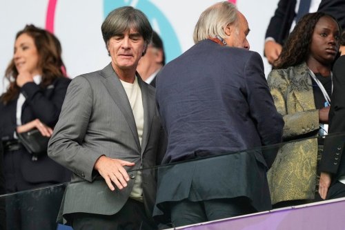 FILE - Former Germany head coach Joachim Low arrives for the Women's Euro 2025 final soccer match between England and Spain at St. Jakob-Park in Basel, Switzerland, July 27, 2025. (AP Photo/Martin Meissner, File)