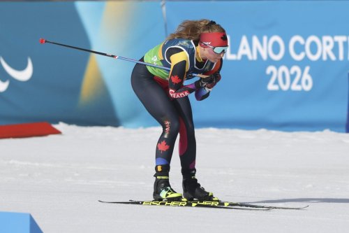 Natalie Wilkie competes for Canada in the Cross Country Ski Mixed Relay at the 2026 Winter Paralympic Games in Val di Fiemme on Saturday, March 14, 2026. THE CANADIAN PRESS/Handout — CANADIAN PARALYMPIC COMMITTEE, Michael P. Hall