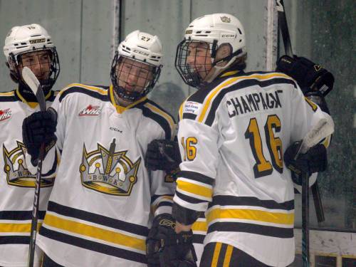Brandon Wheat Kings forward Hudson Champagne scored the game winning goal in double overtime against the Winnipeg Wild to give his team a 1-0 series lead in the Manitoba U18 AAA Hockey League best-of-five semifinals matchup. (Massimo De Luca-Taronno/The Brandon Sun)