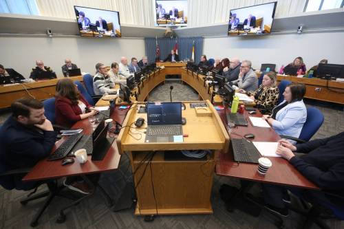 A view of the City of Brandon&rsquo;s council chambers in January during budget deliberations at city hall. As part of a review of compensation for councillors, city administration has proposed significant changes to the way councillors represent residents &mdash; proposals that shouldn&rsquo;t be pushed through without properly consulting citizens, Deveryn Ross writes. 
                                (Matt Goerzen/The Brandon Sun files)
