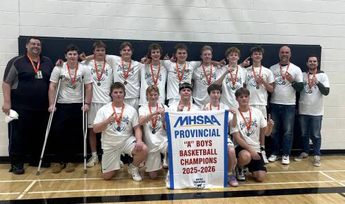 The Glenboro-Baldur Panthers won the A varsity boys&rsquo; provincial title in Ste. Rose on Saturday, defeating the Wanipigow Stingers 72-47 in the final. (Submitted)