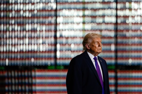 President Donald Trump arrives to speak at Verst Logistics on Wednesday, March 11, 2026, in Hebron, Ky. (AP Photo/Jon Cherry)