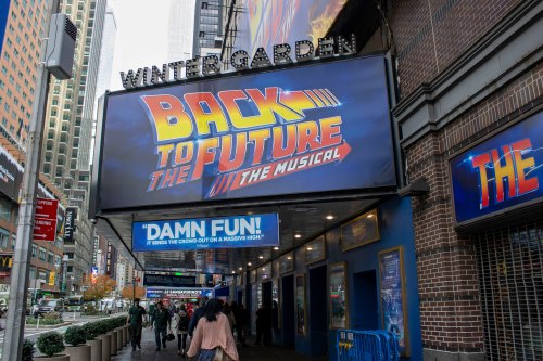 FILE - Back to the Future: The Musical is playing at the Winter Garden Theatre on Broadway in New York on Friday, Nov. 16, 2023. (AP Photo/Ted Shaffrey, File)