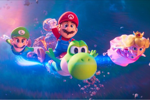This image released by Universal Pictures shows, from left, Luigi, voiced by Charlie Day, Mario, voiced by Chris Pratt, Yoshi, voiced by Donald Glover, and Princess Peach, voiced by Anya Taylor-Joy, in a scene from 