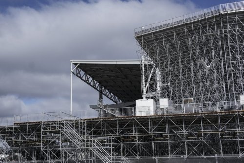Scaffolding stands at Toronto FC’s BMO Field, in Toronto, Saturday, March 14, 2026, as new seating is built ahead of the stadium's use in the 2026 FIFA World Cup. THE CANADIAN PRESS/Chris Young