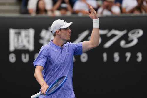 Denis Shapovalov of Canada reacts during his first round match against Bu Yunchaokete of China at the Australian Open tennis championship in Melbourne, Australia, Monday, Jan. 19, 2026. (AP Photo/Aaron Favila)