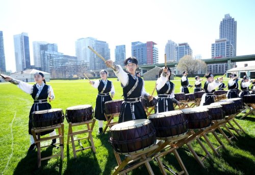 Korean drummer kids perform as the City of Toronto provides a first look at the FIFA Fan Festival Toronto, the City's central fan destination for the FIFA World Cup 2026 in Toronto on Monday, April 27, 2026. The fan festival will take place at Fort York National Historic Site and The Bentway. THE CANADIAN PRESS/Nathan Denette