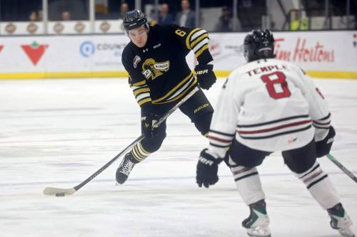 Brandon Wheat Kings defenceman Cameron Allard (6) takes a shot during Western Hockey League action against the Red Deer Rebels at Assiniboine Credit Union Place on Dec. 7. (Tim Smith/The Brandon Sun)