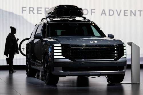 The 2026 Hyundai Palisade Hybrid is displayed at the New York International Auto Show on April 2 in New York. Kitt Hughes describes how cars have evolved in favour of safety. (The Associated Press)