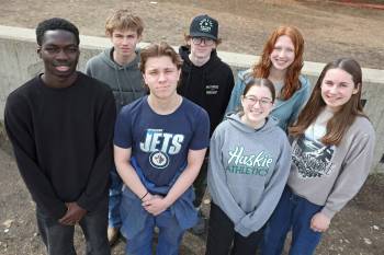Crocus Plains Regional Secondary School students Victor Aderemi-Fawoye, Cody Johnson, Parker Martin, Landon Klassen, Kayla DeCosse, Nia Smith and Laurie Paquet were recently awarded gold medals in the Skills Manitoba competition. Not pictured among the gold-medal winners is Avery Maendel. (Tim Smith/The Brandon Sun)