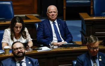 Riding Mountain Progressive Conservative MLA Greg Nesbitt did not comment on his niece's case during question period in the legislature on Monday, though it was repeatedly brought up by Premier Wab Kinew. (John Woods/Winnipeg Free Press)