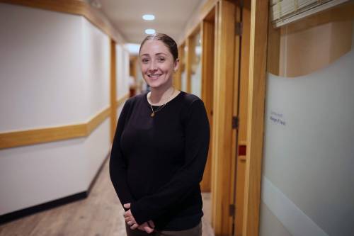Courtney Arndt, manager of transit services with the City of Brandon, is shown at her office at the city's Civic Services Complex on Richmond Avenue on Monday. (Tim Smith/The Brandon Sun)