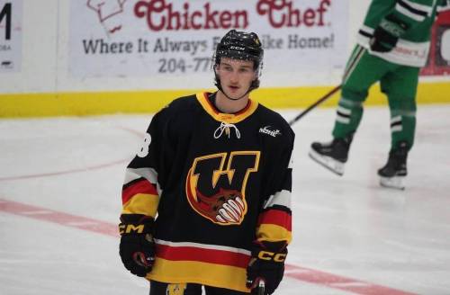 Waywayseecappo Wolverines defenceman Ryley Cyca (48) will join his brother Logan at Minot State University after committing to the Beavers for the 2026-27 hockey season. (Submitted)