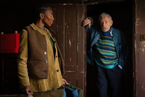 This image released by Neon shows Michaela Coel, left, and Ian McKellen in a scene from 