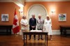Gov. Gen. Mary Simon, left to right, Prime Minister Mark Carney, King Charles and Queen Camilla pose for a photo after Queen Camilla was officially sworn in as a member of the Privy Council at Rideau Hall in Ottawa during a royal visit on Monday, May 26, 2025. THE CANADIAN PRESS/Sean Kilpatrick