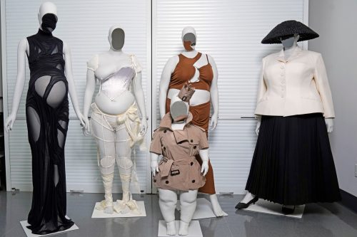Mannequins are pictured during preparations for the Met Gala exhibit 