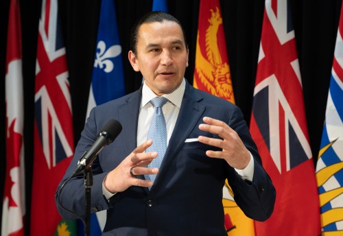 Manitoba Premier Wab Kinew speaks with reporters before the First Ministers Meeting in Ottawa, Thursday, Jan. 29, 2026.  THE CANADIAN PRESS/Adrian Wyld