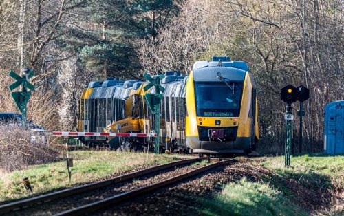 Two trains have collided between Hilleroed and Kagerup, north of Copenhagen, Thursday, April 23, 2026. (Steven Knap/Ritzau Scanpix via AP)