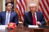 President Donald Trump, next to Secretary of State Marco Rubio, speaks during a Cabinet meeting at the White House, Wednesday, May 27, 2026, in Washington. (AP Photo/Jacquelyn Martin)